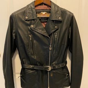 Vintage Harley Davidson Black Leather Jacket Sz XS